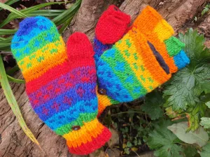 Cool Trade Winds Adult Rainbow Foldover Mitten Gloves